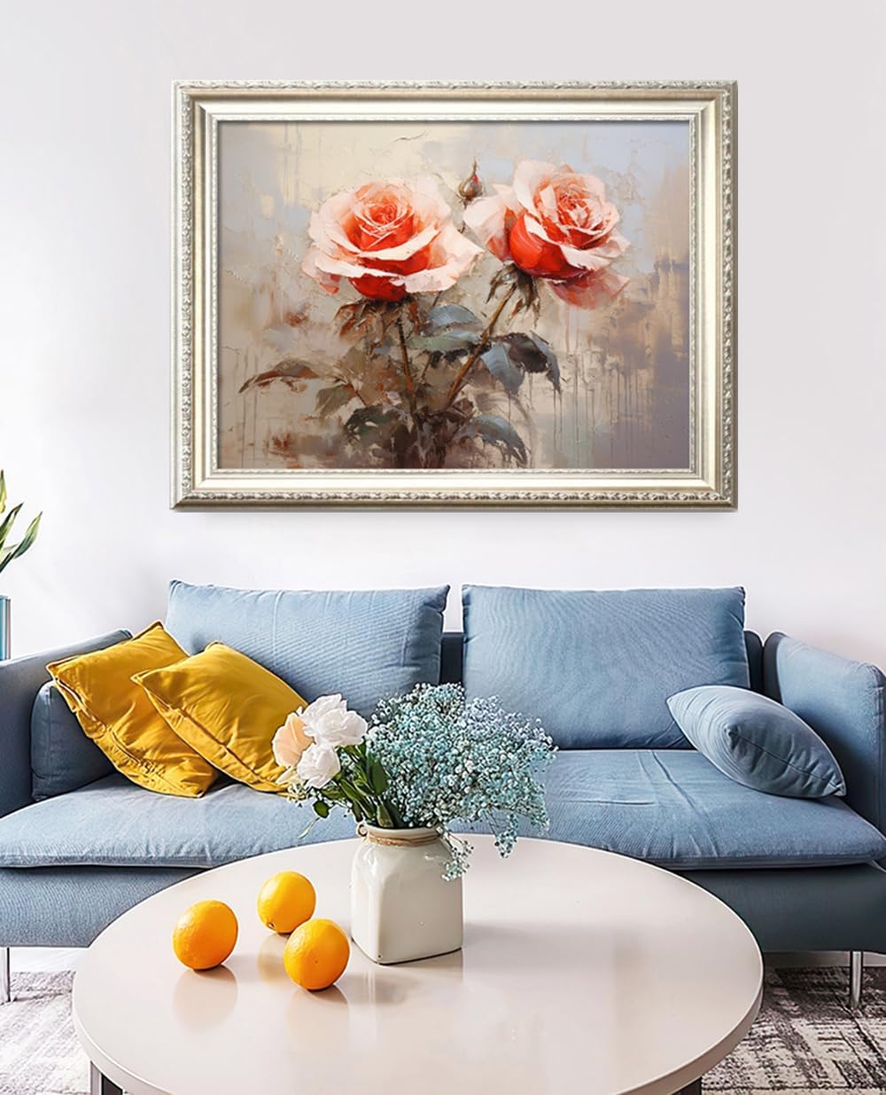 Leczany Cross Stitch Stamped Kit for Adults or Kids - Pink Rose Rose | DIY Embroidery Starter Patterns Craft Kit Needlepoint for Beginner | 11CT, 3 Strands | 18.1x13 inches