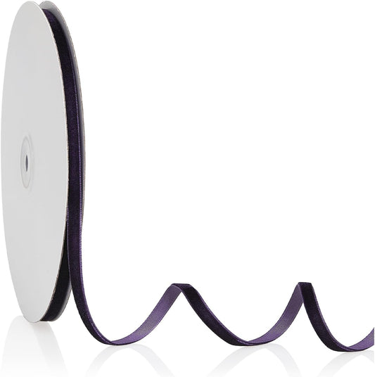 1/4" X 20 Yards Purple Velvet Ribbon for Christmas Tree Wreath Decoration Handmade Crafts Ornaments Gift Wrapping & Bow Making