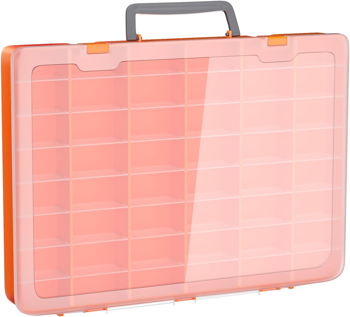 48 Grids Large Plastic Organizer Box with Adjustable Dividers, Beads Storage Containers Compartment Tackle Box Case for Crafts Hobby Small Parts Fishing Seeds Jewelry (Orange)