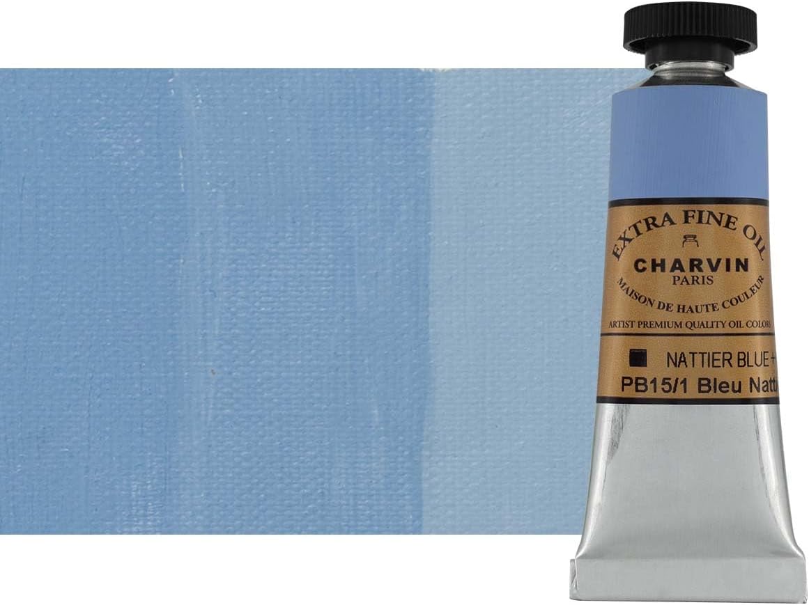 Charvin Extra Fine Oil Paint, Nattier Blue 20 ml - Triple-Milled, Rich Texture, Poppy Oil-Based, Light-Fast, Handmade, Archival Quality