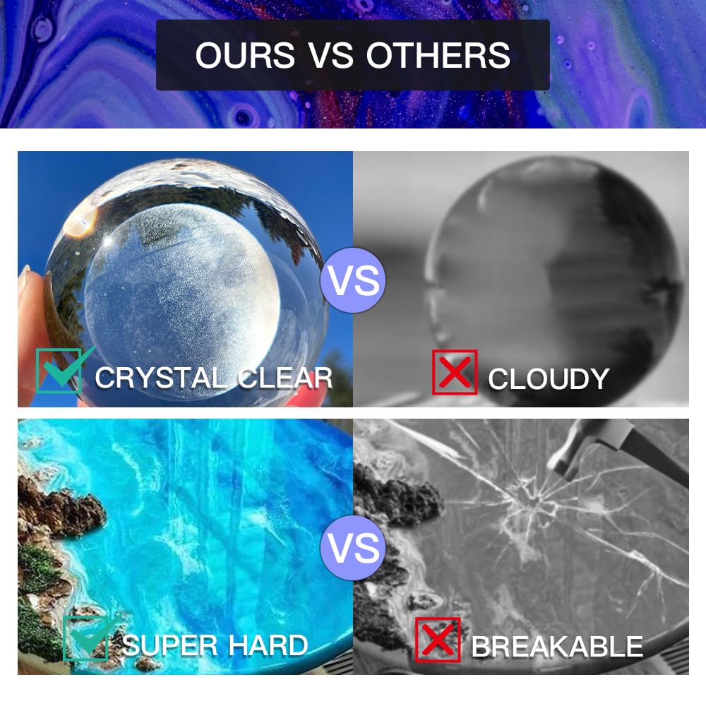 GRLELOU Epoxy Resin 2 Gallon Epoxy Resin Kit, Crystal Clear, No Yellowing, Bubble Free, Self-Leveling Coating & Casting Resin for Art Crafts Jewelry Making Molds Table Top-1 gal x 2