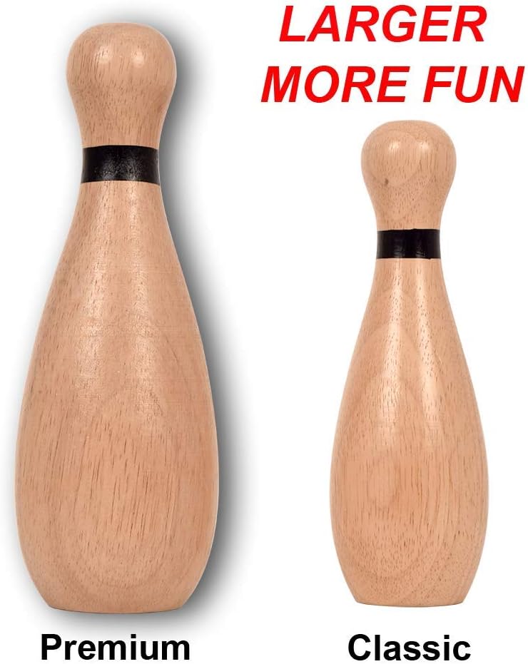 NI-ROU Outdoor Giant Lawn Bowling Games Rubber Wooden Lawn Set Fun Sports Games Outside or Indoor for Family Adults and Kids Backyard Skittles Carrying Bag with 10 Pins and 2 Balls