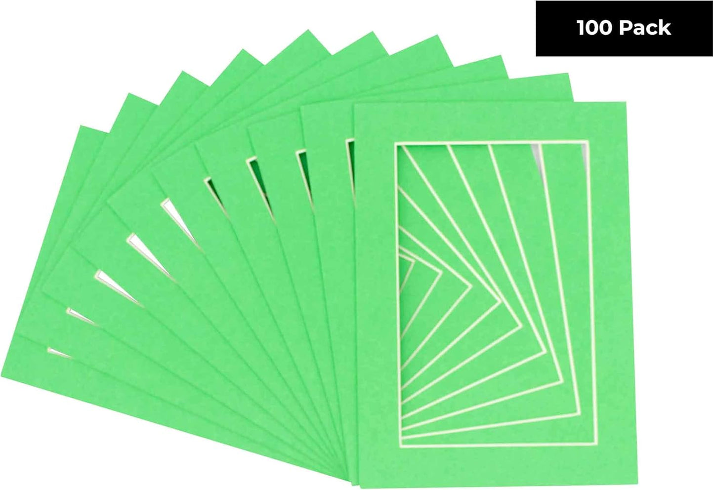 11x14 Mat for 8.5x11 Photo - Precut Bright Green Picture Matboard for Frames Measuring 11 x 14 Inches - Bevel Cut Matte to Display Art Measuring 8.5 x 11 Inches - Acid Free Pack of 100 MATS