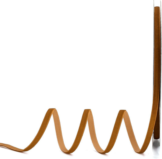 Brown Velvet Ribbon,1/4" W x 20Yd Single Face,Great for Gift Wrapping,Hair Bows,Handmade Craft and Christmas,Wedding Decoration (1/4" Brown)