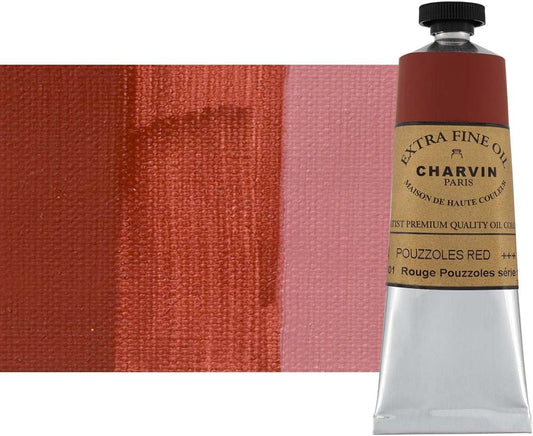 Charvin Extra Fine Oil Paint, Pouzzoles Red 60 mL - Triple-Milled, Rich Texture, Poppy Oil-Based, Light-Fast, Handmade, Archival Quality