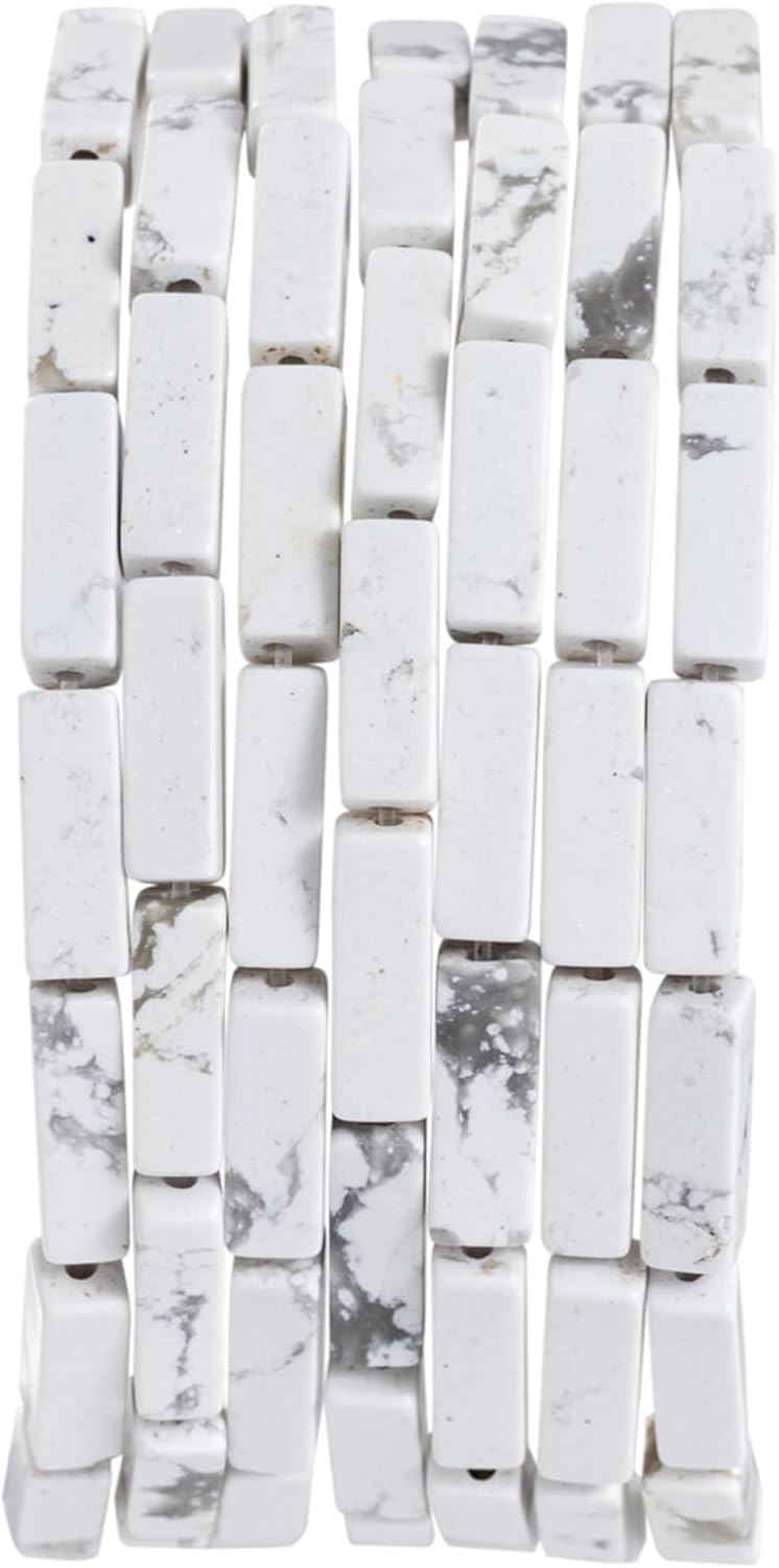 Natural White Turquoise Rectangle Tube Beads 4x13mm 38cm/str Loose Semi Gemstone Stone Beads for Making Bracelets Necklace Earrings