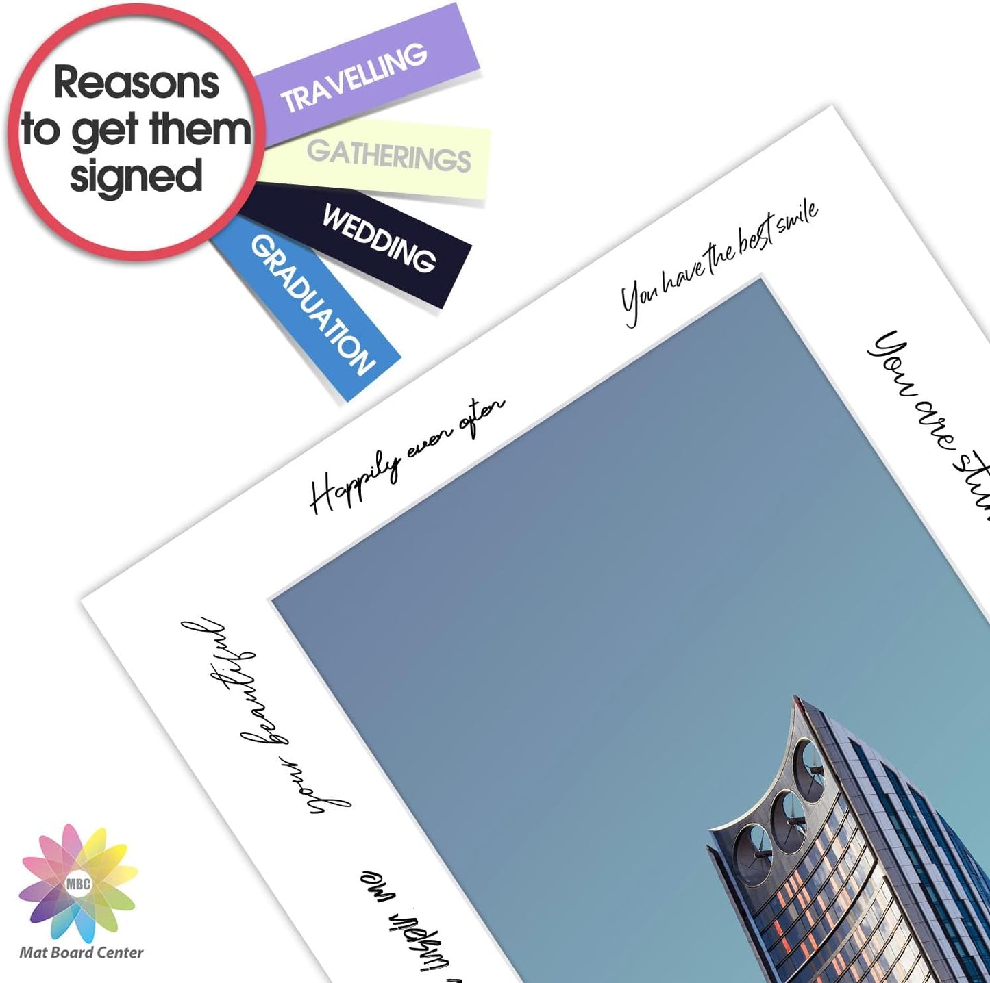 MBC MAT BOARD CENTER, 10 Pack 16x20 for 11x17 White Picture Mats Frame Mattes, Bevel Cut, Acid Free, 4-ply Thickness