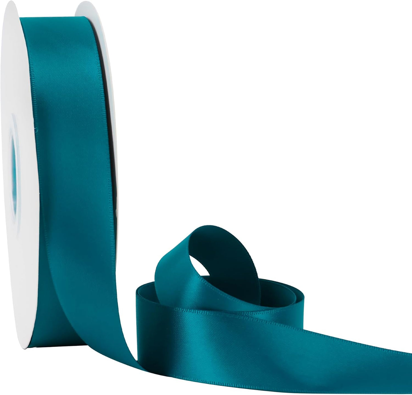 HUIHUANG Peacock Blue Satin Ribbon 1 inch x 50 Yards, Double-Faced Satin Fabric Ribbon for Christmas Gift Wrapping, Flower Bouquet, Invitations, Holiday Decor, Hairs, Bows Making