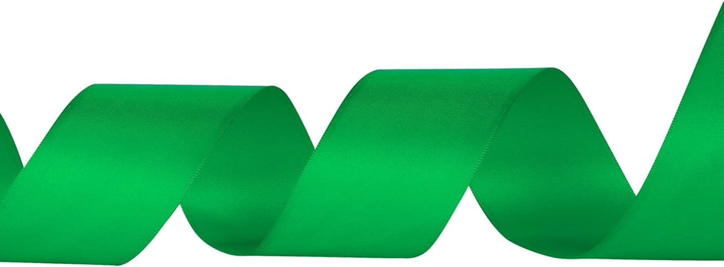 LIUYAXI Double Faced Green Satin Ribbon, 1-1/2" X Continuous 25 Yards, Ribbons Perfect for Gift Wrapping Wedding DIY Craft Bow Making & Other Projects