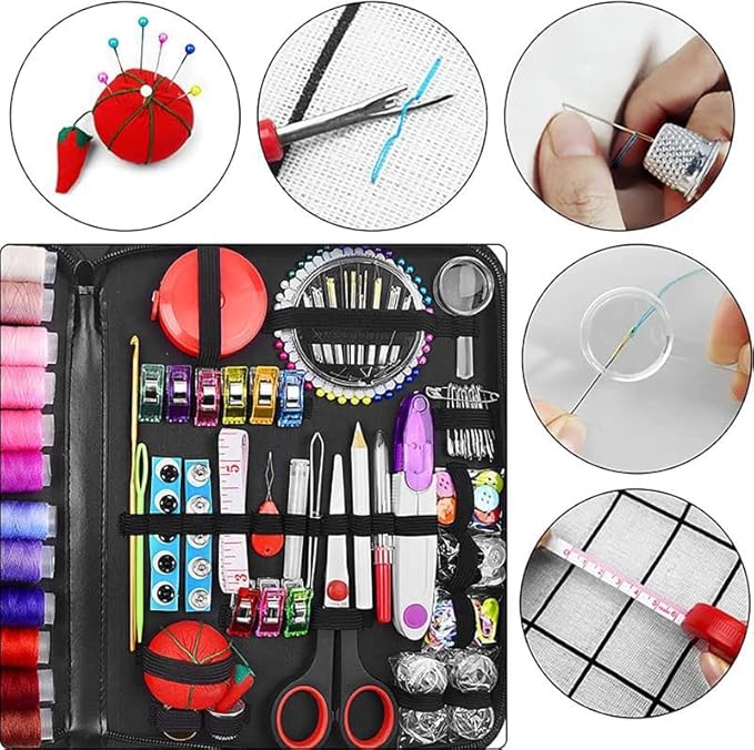 FNV Sewing kit, 229 pcs Sewing Accessories, Friendly for Beginner and Professional for Worker, Suitable for Travel, Home, School and DIY Gift, Needles, Scissors, 41XL Thread Spools