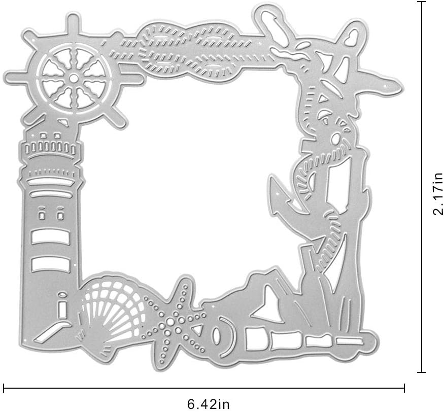 Metal Shell Ocean Element Background Frame Cutting Dies,Ocean Element Shell Starfish Telescope Sea Die Cuts Template Mould for DIY Scrapbooking Album Decorative Paper Dies Card Making