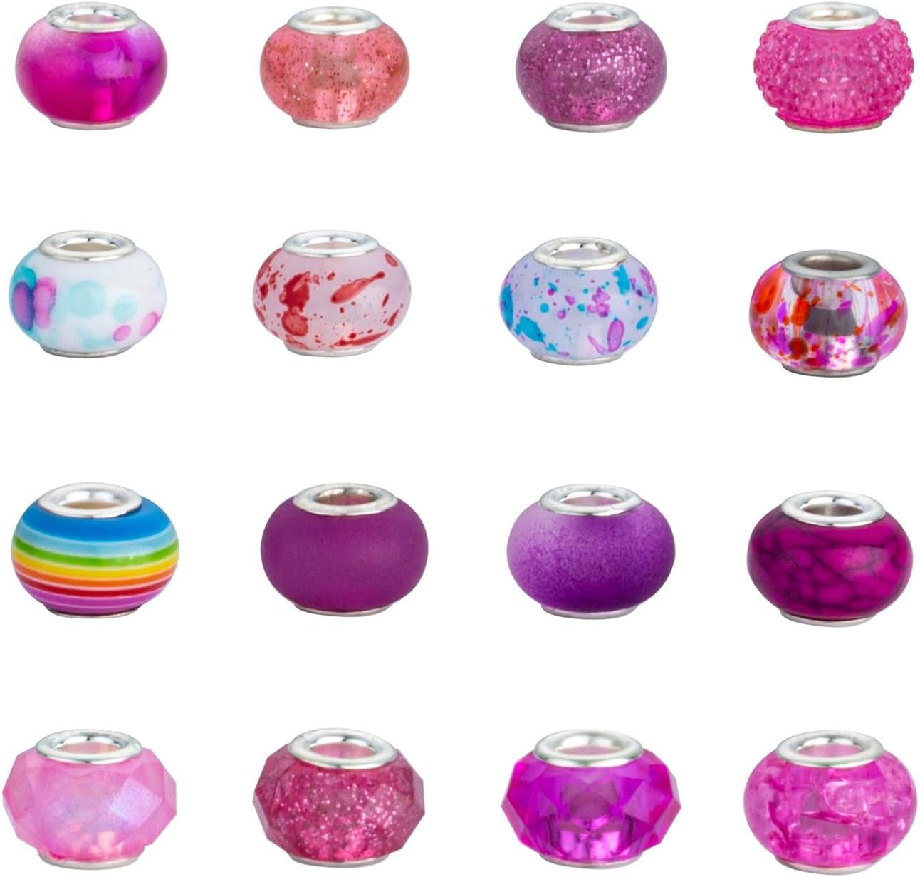 LAIDANLA Rose Mix Large Hole Beads，100pcs 15mm European Large Hole Beads Bulk for Bracelet Pens Jewelry Making Spacer Charms Craft Beads Decoration