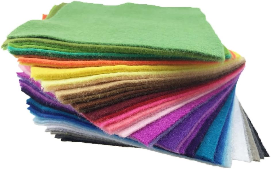 flic-flac 42pcs1.4mm Thick Soft Felt Fabric Sheet Assorted Color Felt Pack DIY Craft Sewing Squares Nonwoven Patchwork (10cm * 10cm)