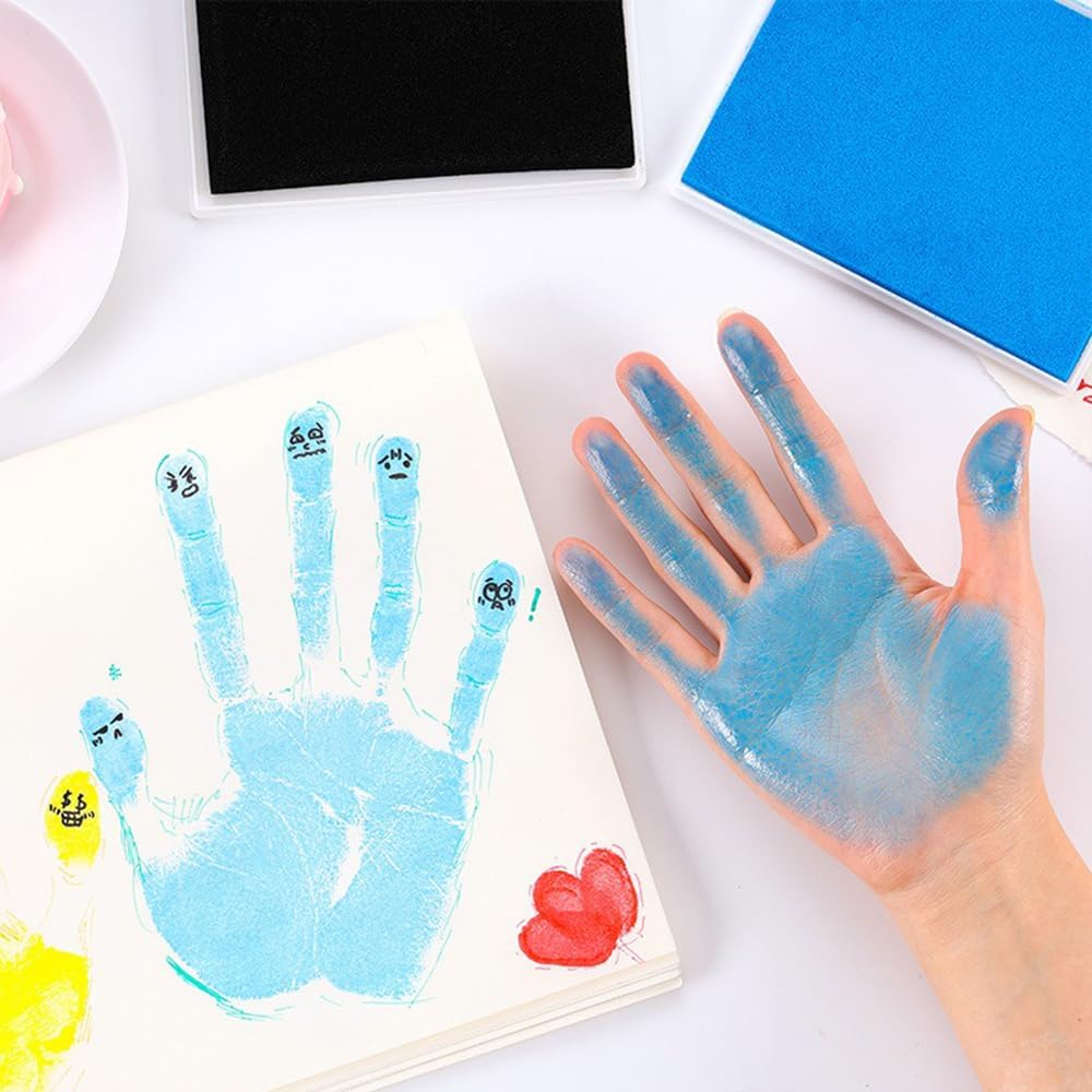 GTLZLZ Large Ink Pad for Rubber Stamps, 5" x 4" Washable Craft Stamp Pad for Kids, Fingerprint Ink Pad for Paper, Scrapbooking, Wood Fabric (Purple)