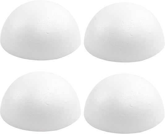 Crafjie 4PCS 8 Inchs White Foam Balls Half Round Polystyrene Half Foam Balls Craft Supplies Hemispherical Christmas Craft Ballfor DIY Home Craft Project and Art Decoration