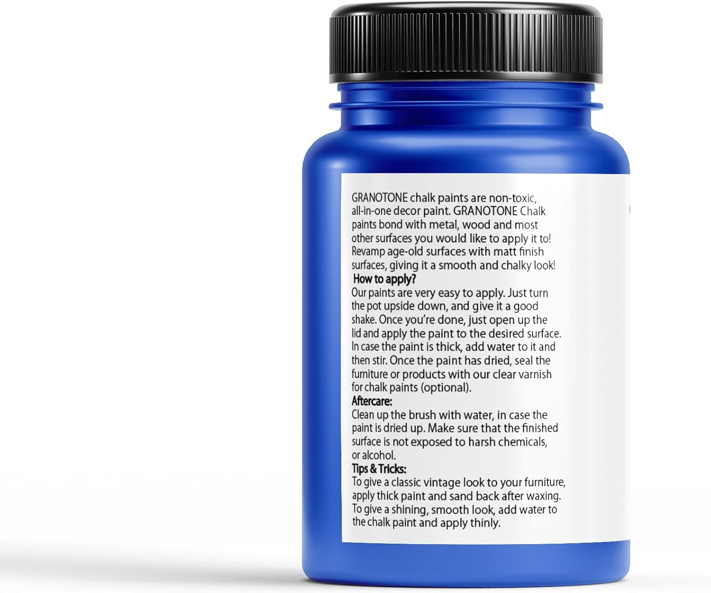 GRANOTONE Chalk Paint for Furniture | Matt-Finish Water-Based Acrylic Paint for Wood, Walls, Metal, Glass, Paper, Fabric Canvas | Maximum Coverage Chalk Paint for Kids & Adults, 120 Ml (AZURE BLUE)