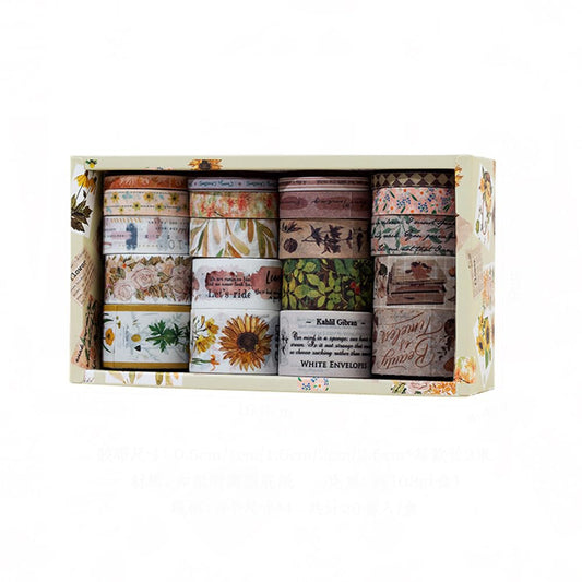 MAFELOE Decorative Vintage Washi Tapes Set 20 Rolls 2 Meters Long, Adhesive Scrapbook Junk Journaling Art Craft Collage Supplies-Forest Dream Series-Khaki (WT-M4-SLMJ)