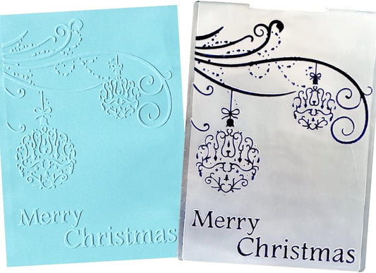 Hying 3-D Textured Impressions Background Embossing Folder, Christmas Ball Pattern Plastic Embossing Folder Template for Card Making Scrapbooking Paper Craft Album Stamps DIY Décor