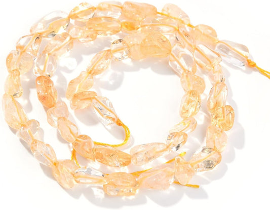 Citrine Pebble Nugget Oval Free Tumbled Stone 6-8mm Natural Gemstone Loose Beads Approx 15.5 inch for DIY Jewelry Making