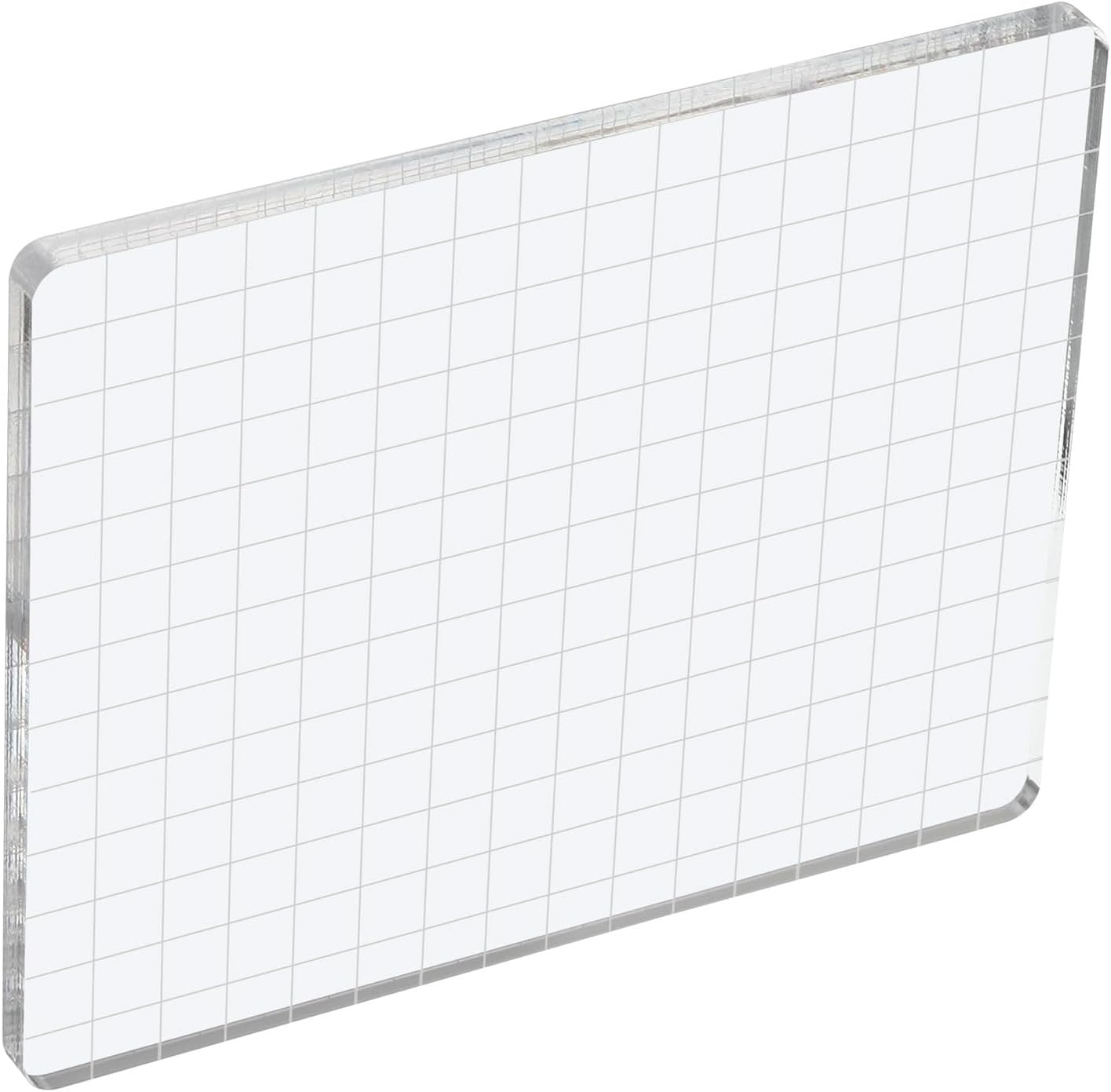 PATIKIL 6" x 5" Acrylic Stamp Block, Clear Stamping Block with Grid Lines Decorative Mounting Blocks Square for Scrapbooking DIY Crafts Card Making