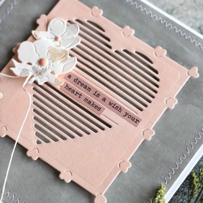 Lapoo Geometric Cutting Die for Scrapbooking - Durable, Cut Stencils for DIY Scrapbook Photo Album Decorative Paper Card, Card Making Supplies (Striped Heart 2.6 x 2.6 in)