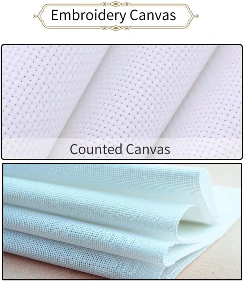 Threadhaven Cross-Stitch Kit 14CT Aida Counted Embroidery Complete Set with Fabric, Threads, Needles & Chart-Premium Beautiful Girls Design for Adults & Beginners- Snow Fairy 13.4''×13.4''