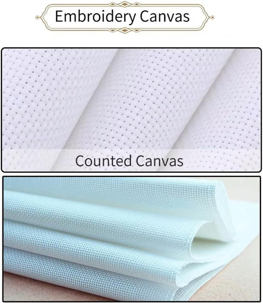 Threadhaven Cross-Stitch Kit 14CT Aida Counted Embroidery Complete Set with Fabric, Threads, Needles & Chart-Premium Beautiful Girls Design for Adults & Beginners- Snow Fairy 13.4''×13.4''