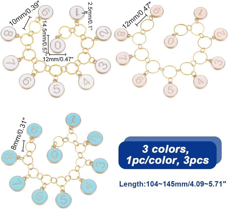 NBEADS 2 Pcs 0-9 Enamel Number Knitting Row Counter Chains, Alloy Stitch Markers Row Counting Accessories for Knitting Crochet Tracking Project Progress