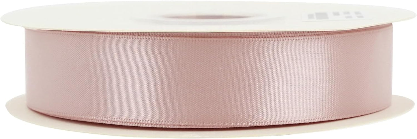 HUIHUANG Rose Gold Satin Ribbon 1 inch x 50 Yards Double-Faced Polyester Ribbon for Gift Wrapping, Wedding Invitations, Hair, Bows Making, Floral Arrangement,Holiday Decor