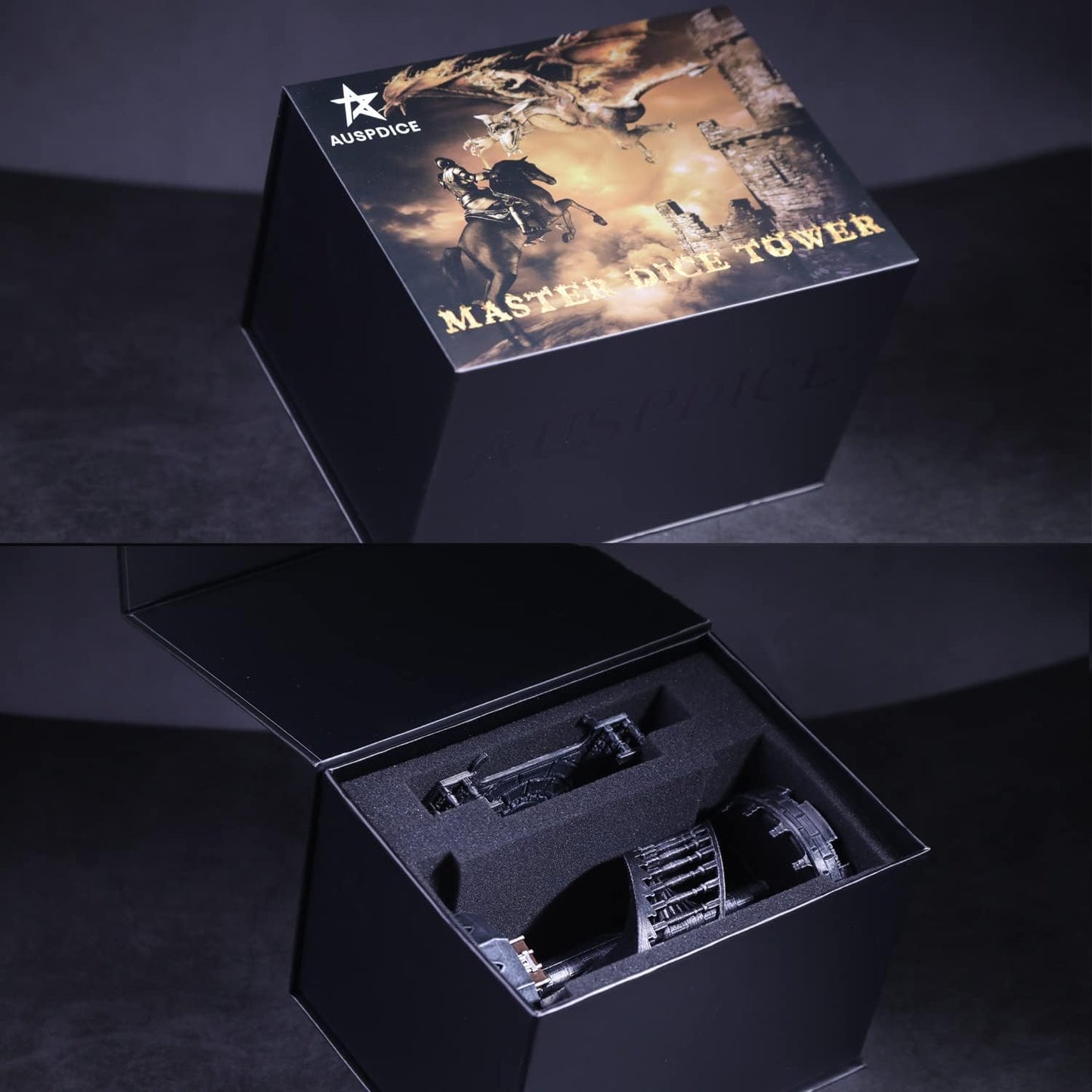 AUSPDICE DND Dice Tower - 36 Step Retro Color Tower for High Randomness in Table Games Like Dungeons and Dragons - Perfect Role Playing Game Gift (Ancient Silver Color)