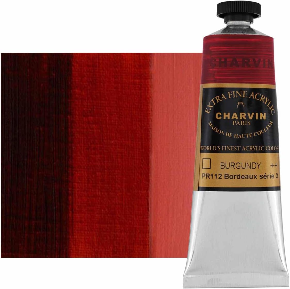 Charvin Extra Fine Professional Acrylic Paint - Burgundy, 150ml Tube, Triple-Milled, Lightfast Pigments, Open Stock Artist Acrylic Paints in Nature-Inspired Hues