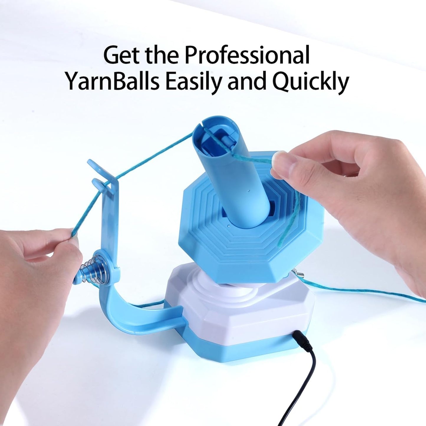 Zjyufy Yarn Winder Electric Yarn Ball Winder for Crocheting, 10oz Large Automatic Yarn Spinner Yarn Cake Winder with Stepless Speed Strong Tension, Blue