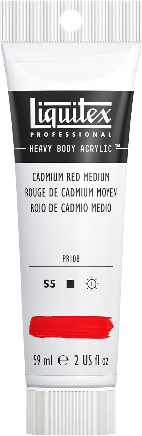 Liquitex Professional Heavy Body Acrylic Paint, 2-oz (59ml) Tube, Cadmium Red Medium