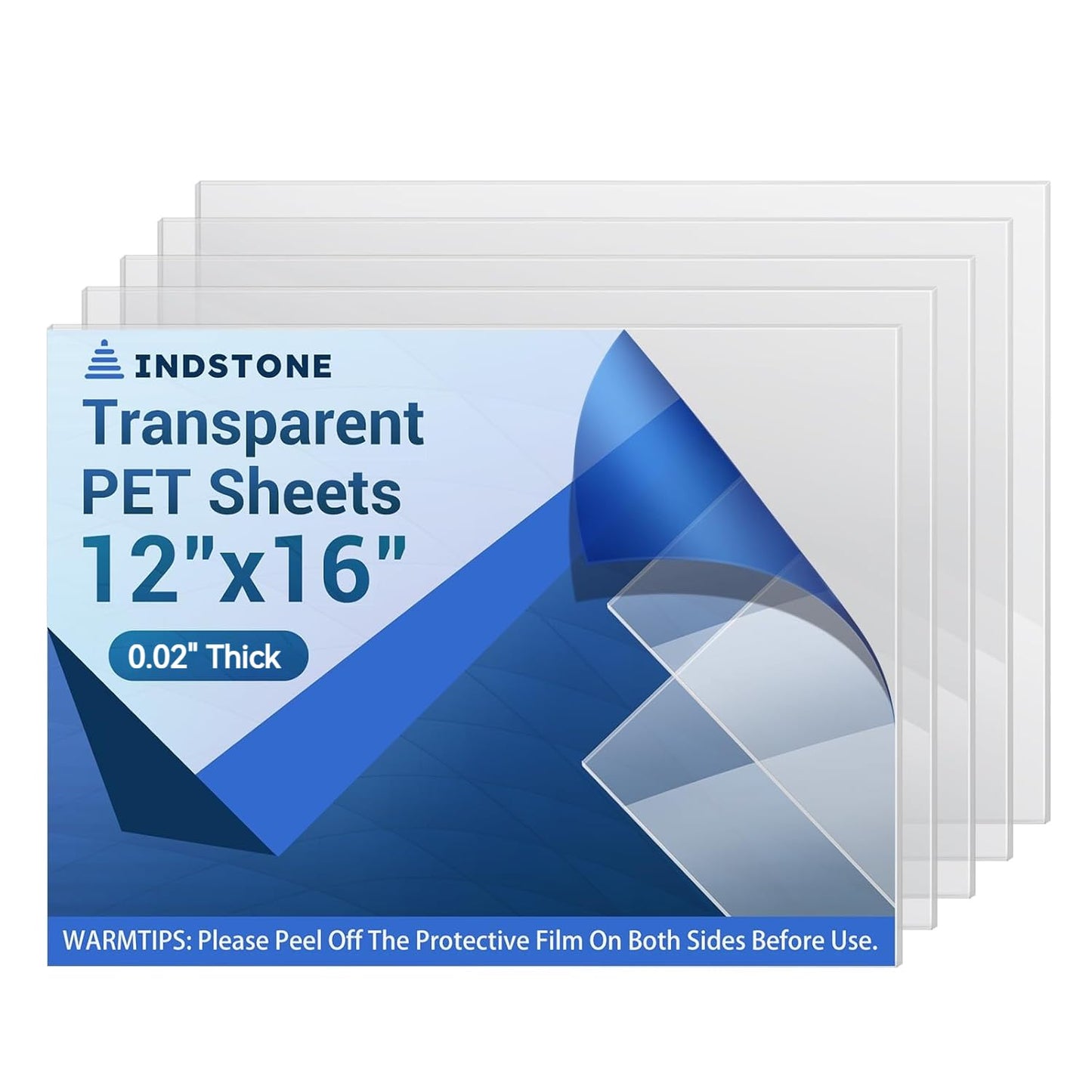 5 Pack 12”x16” x0.02” Clear PET/Plexiglass Sheet, Transparent Flexible Plastic Sheet 12x16, 0.02” Clear Plastic Sheet for Crafts, Picture Frames, Painting, Sign Blank