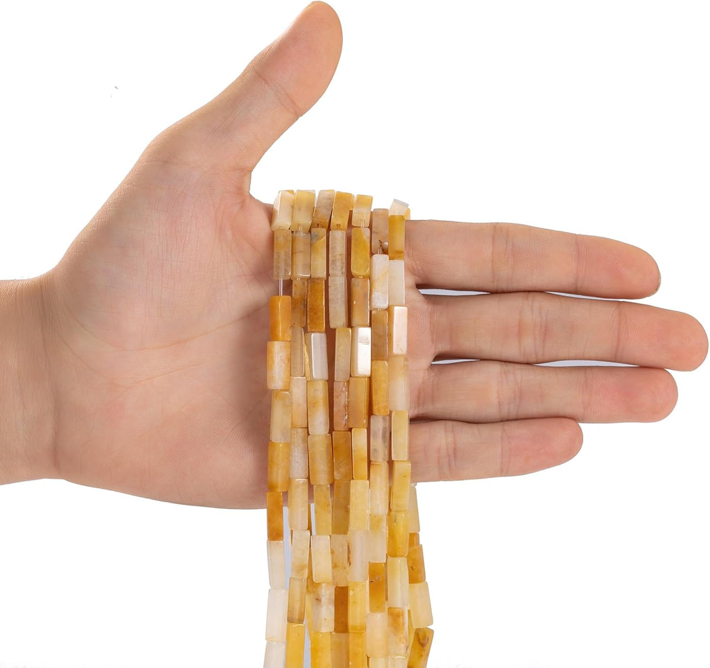 Natural Yellow Jade Rectangle Tube Beads 4x13mm 38cm/str Loose Semi Gemstone Stone Beads for Making Bracelets Necklace Earrings