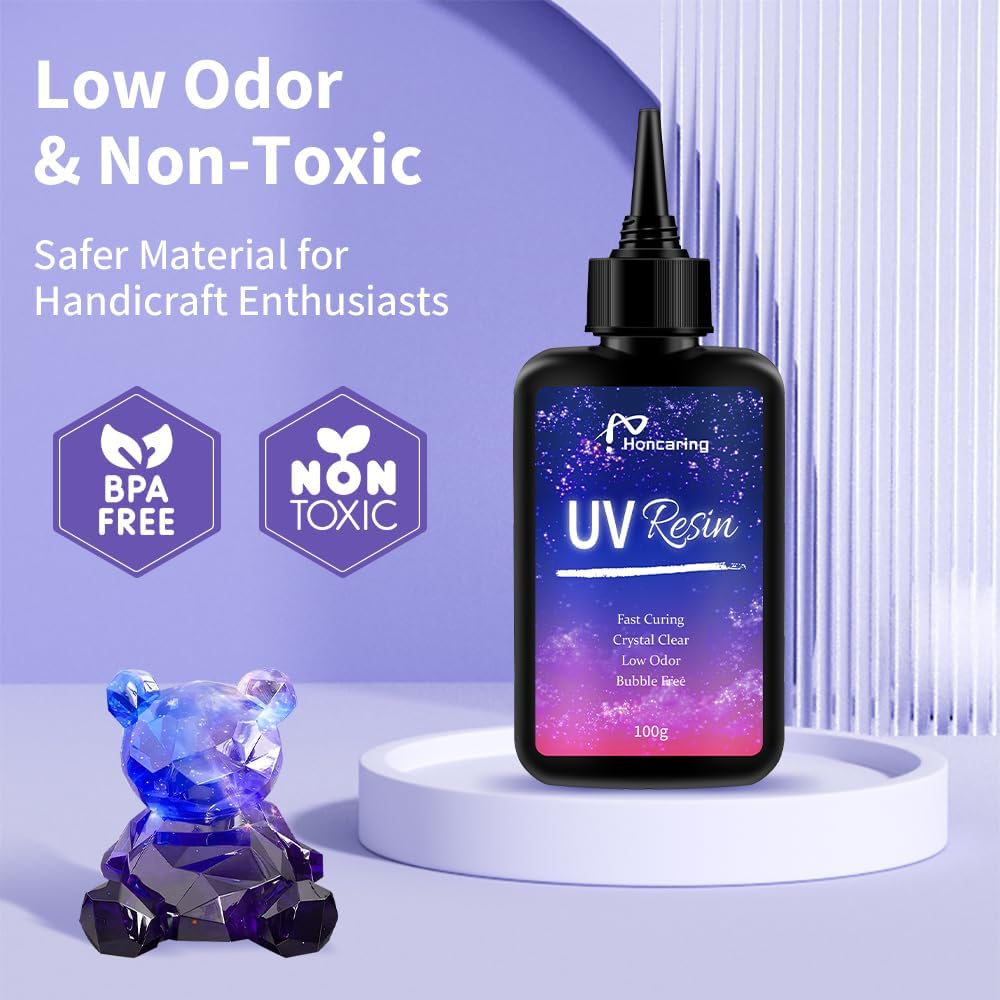 UV Resin 400g, Hard Type Clear Beginner-Friendly Kit, Upgraded Formula & Crystal Clear for Jewlery Making, 100g*4 Resin UV Kit with for Earring, Pendant, DIY