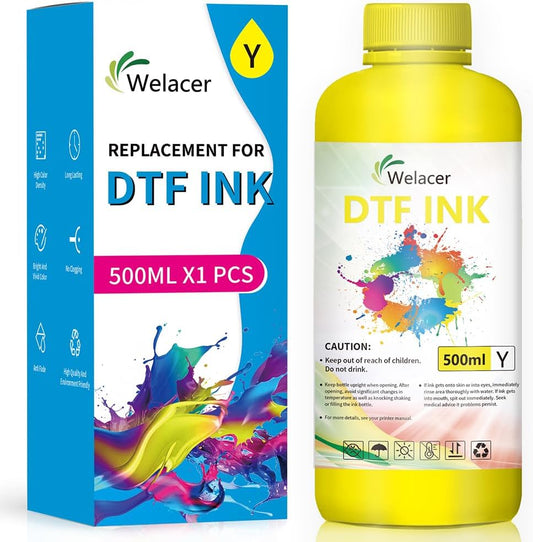 DTF Ink Yellow 500ml - Premium Heat Transfer Ink Conversion Kit Refill for L1800, I3200, R1390, XP600, R2400, L800, 1430, P400, P800, R2000, XP-15000 Printers, for DTF Film