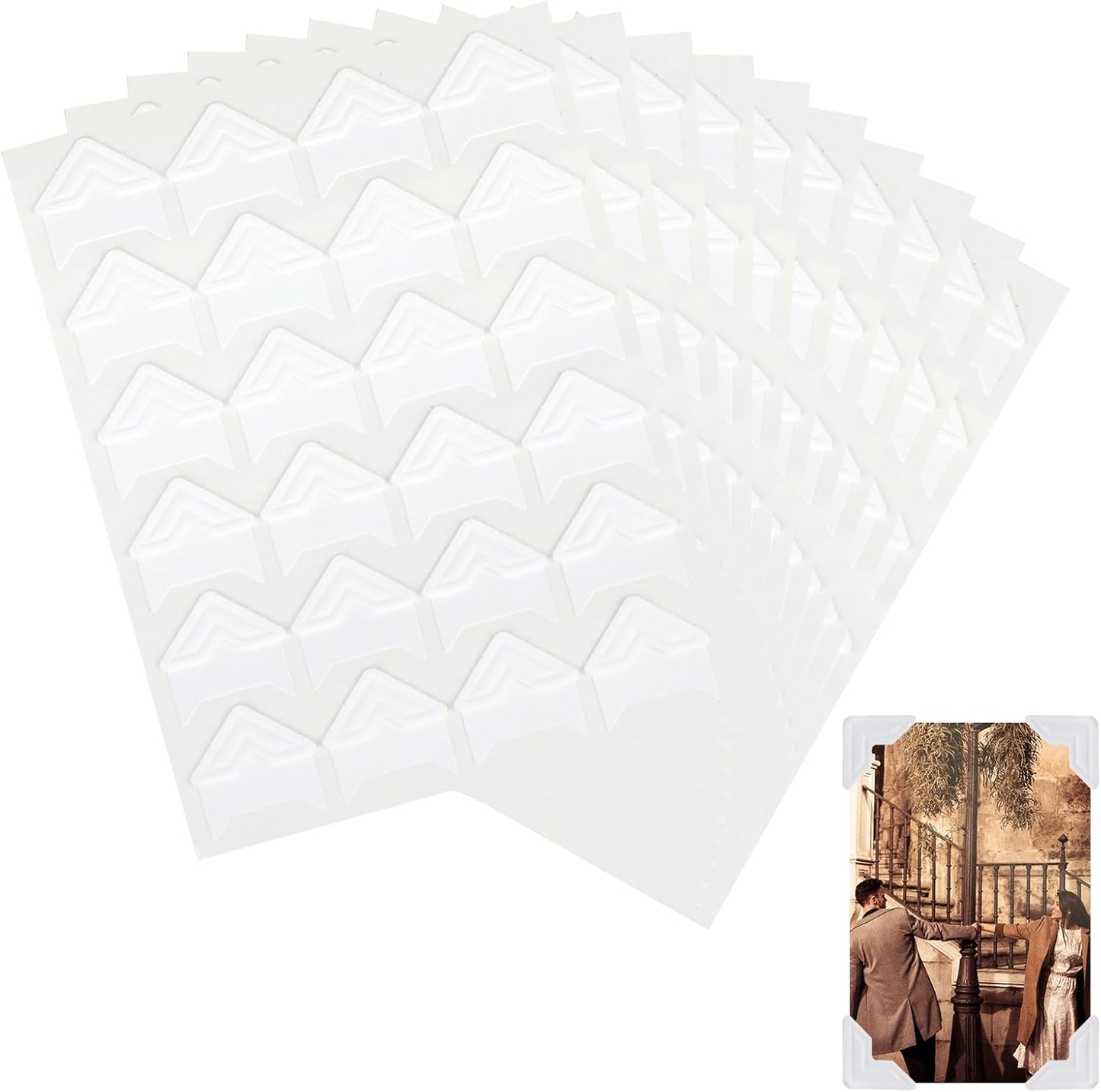 240 Pcs Photo Corners Self Adhesive Picture Corners for Scrapbooking, White Photo Corner Stickers, Photo Mounting Corners for DIY Scrapbook, Photo Album, Journal, 10 Sheets