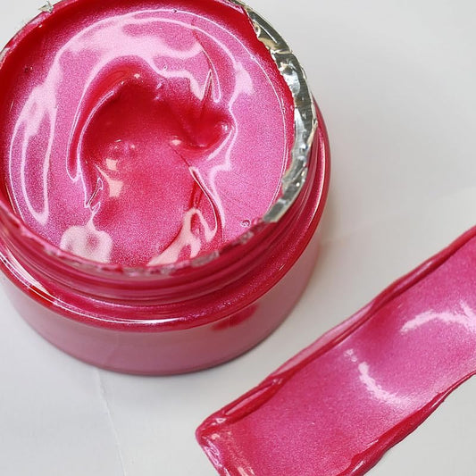 Shimmer Metallic Acrylic Paint Rose Red Metallic Chalk Paste 1.7oz/50ml, Ideal for Wood/T-Shirts/Glass/Stone, DIY Crafts Projects Glitter Pearlescent Golden Pigment Suitable for Beginners Artists