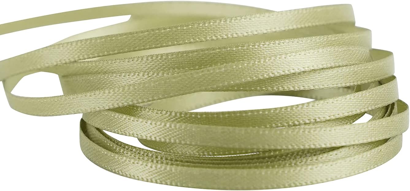 HUIHUANG Solid Color Satin Ribbon 1/8 inch x 100 Yards Roll Ribbon Double Faced for Crafts Gift Wrapping DIY Bows Invitation Card (Spring Green/Sage)