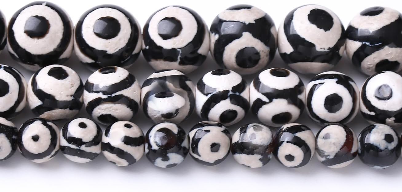 45PCS 8MM Natural Tibetan Stone Beads Round Loose Stone Beads for Jewelry Making DIY Energy Stone Healing Power Bracelet 15"