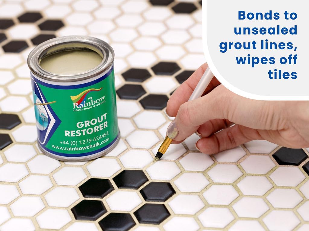 Grout Pen Cream Grout Paint: Waterproof Tile Paint Grout Refresh Restorer for Floor, Kitchen & Bathroom Shower Tiles - Cream - Can Size for Larger Projects - 125ml (4.2oz)