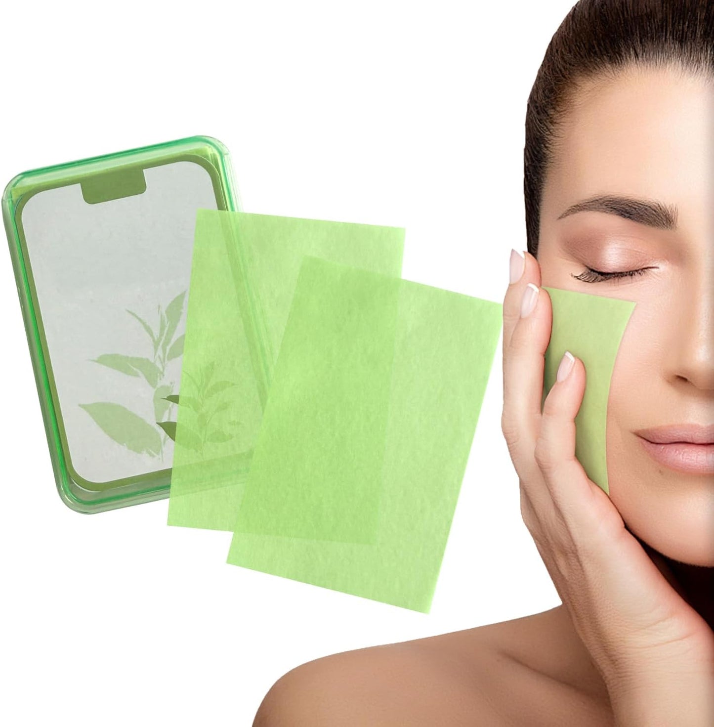 EKIND Oil Blotting Papers Make Up Pads for Face Shine Control Men Women, with Control Smooth Cover Box Portable Oil Absorbing Tissues for Oily Skin(300 Sheets,Green)