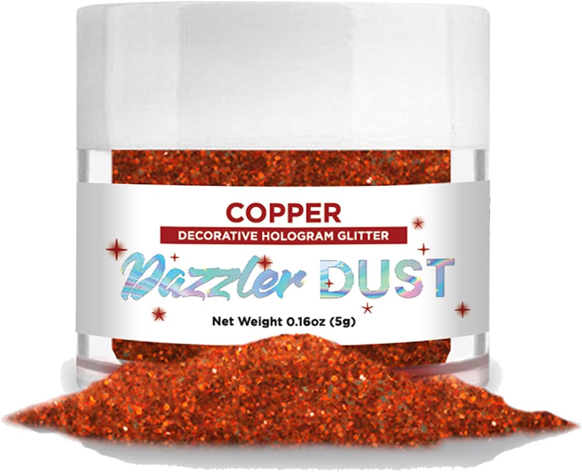 BAKELL Copper Art & Craft Glitter, 5g Jar | Dazzler DUST | Non-Toxic Decorating Glitter | Arts, Crafts, Slime, Glue, Paint, Face & Body (Copper)