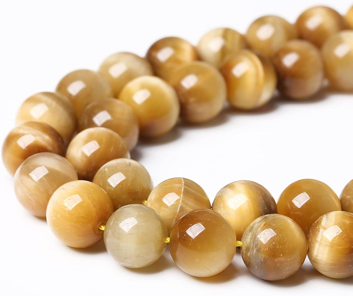 8mm 45pcs Natural Gemstone Gold Tiger Eye Beads Round Spacer Loose Beads for Jewelry Making DIY Bracelet Necklace 15" Inch