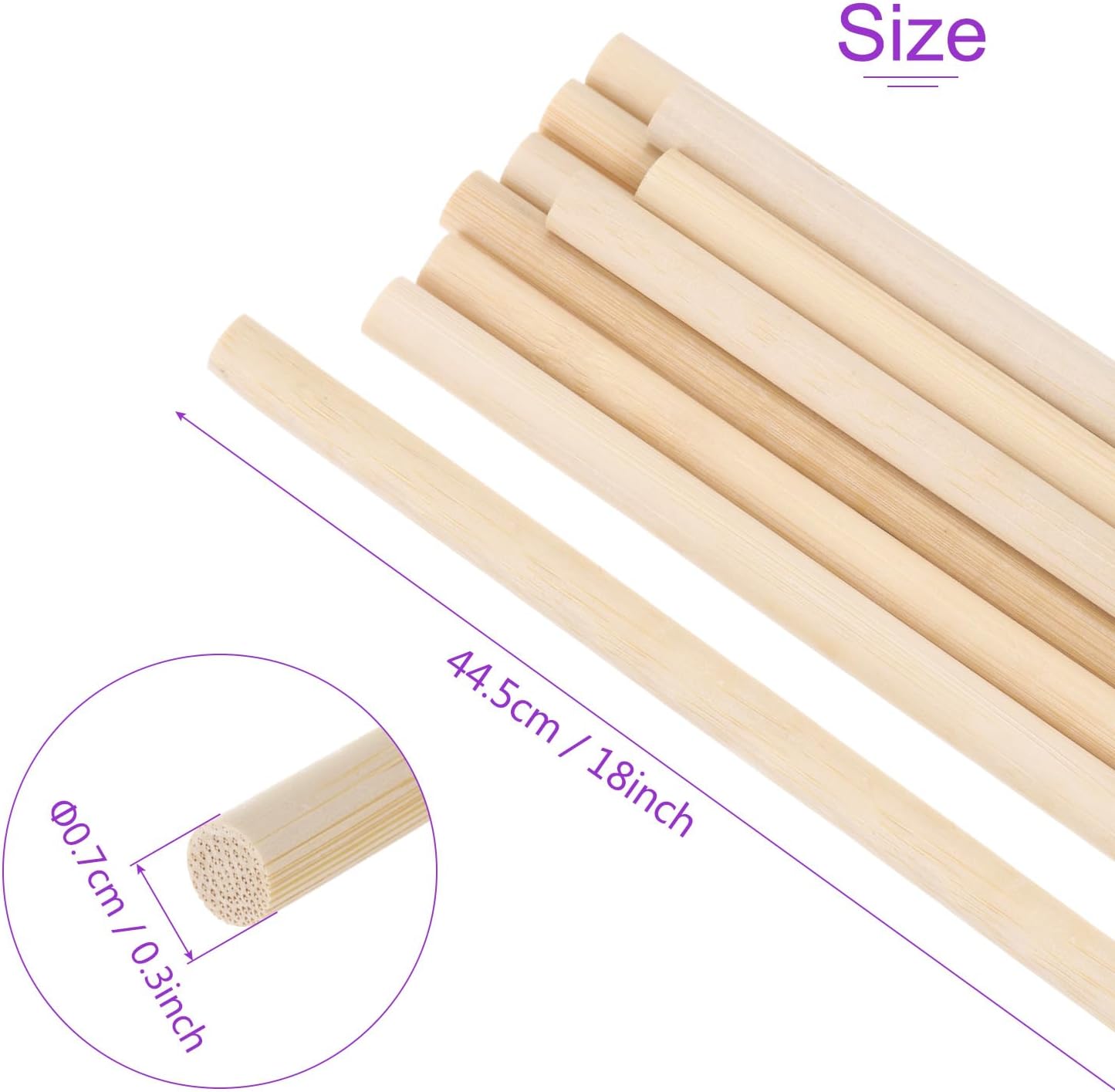 DMiotech 50 Pack 9/32" x 18" Wooden Dowel Rods Unfinished Natural Sticks Wood Craft Sticks for Home Decor Projects and Making DIY Craft,Wood Color