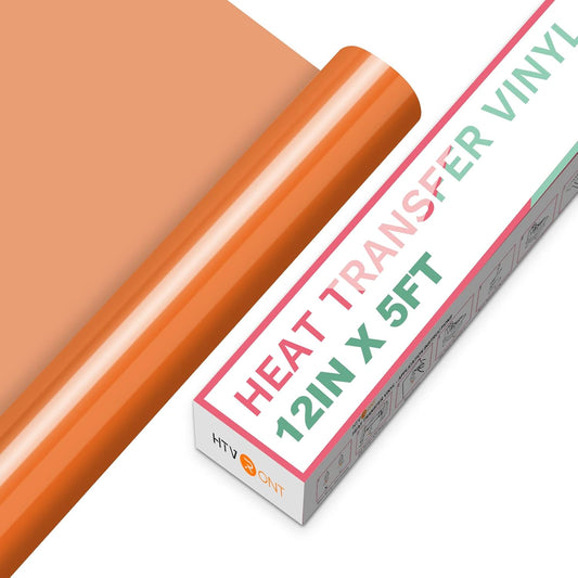 HTVRONT HTV Vinyl Rolls Heat Transfer Vinyl - 12" x 5ft Orange HTV Vinyl for Shirts, Iron on Vinyl for All Cutter Machine - Easy to Cut & Weed for Heat Vinyl Design (Orange)