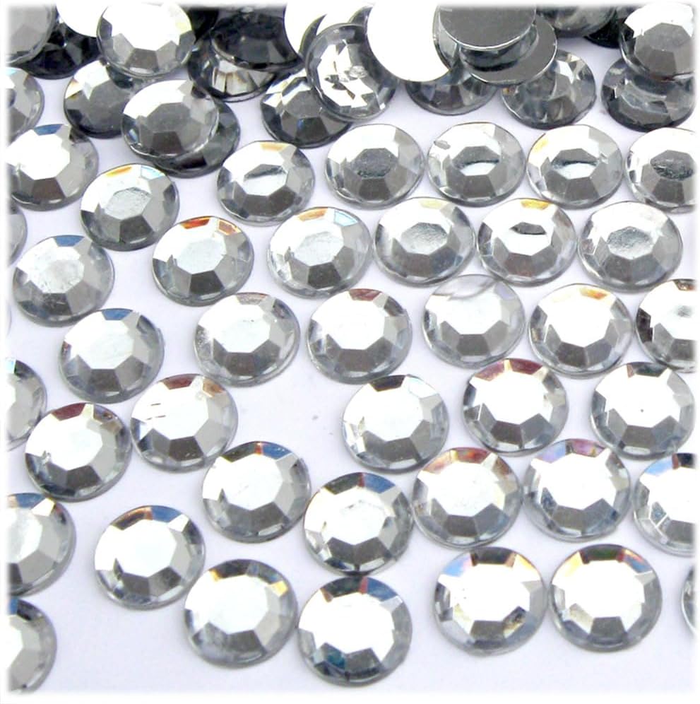The Crafts Outlet 144pc Flatback Acrylic Rhinestones Round 10mm - Jet Black