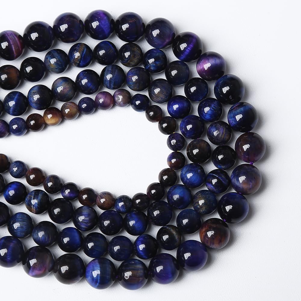 90PCS 8mm AAA Natural Tiger Eye Stone Beads Gemstone Round Spacer Loose Beads for Jewelry Making DIY Bracelet,Necklace, Earrings 2 Strand 32"