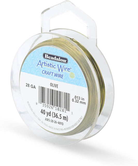Artistic Wire, 28 Gauge Tarnish Resistant Colored Copper Craft Wire, Olive, 40 yd